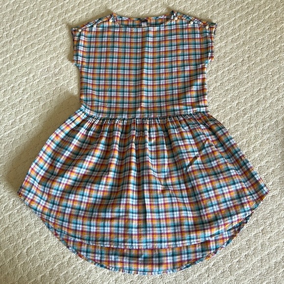 Tea Collection Linen Blend Rainbow Plaid Tunic Dress Sz 8 Girls Summer - Picture 4 of 4